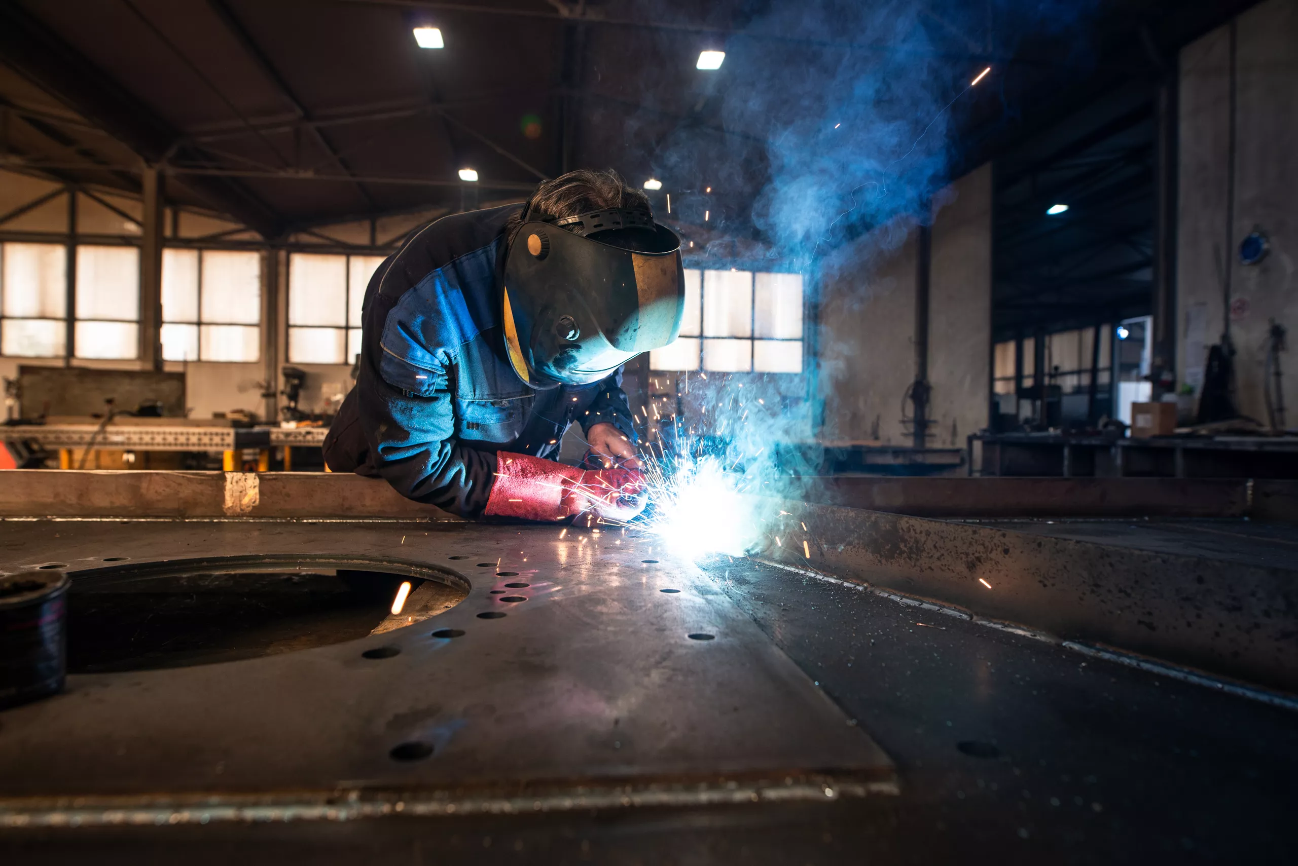 A man at work welding